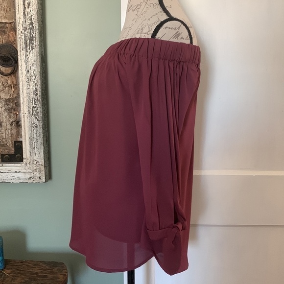 Wishlist apparel Elastic Neckline Top - Mulberry - Picture 3 of 14